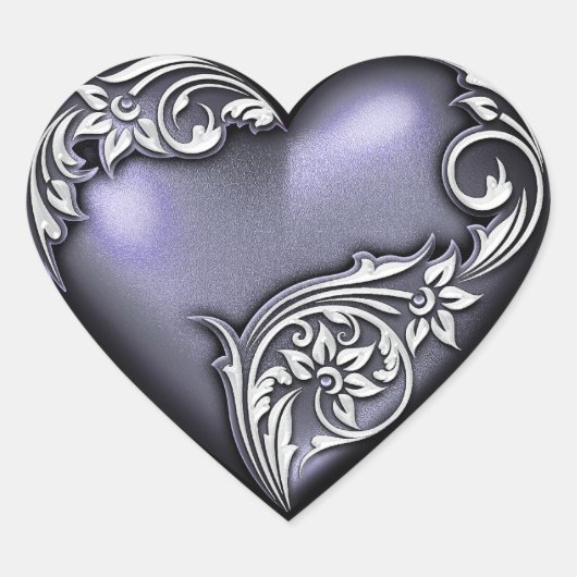 Hart Scroll Donker Violet Hart Sticker (Voorkant)