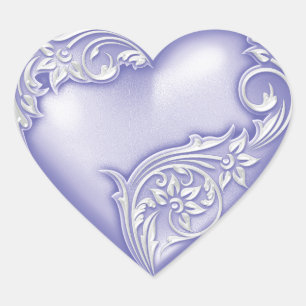 Hart Scroll Lavendel W Wit Sticker