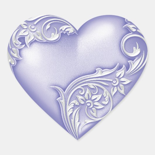 Hart Scroll Lavendel W Wit Sticker (Voorkant)