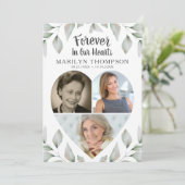 Hart Shaped Foto Collage Botanisch Memorial Programma (Staand voorkant)