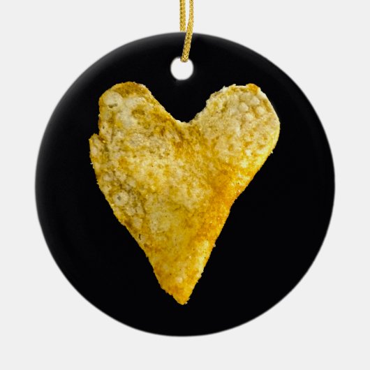 Hart Shaped Potato Chip keramisch sieraad Ornament (Voorkant)