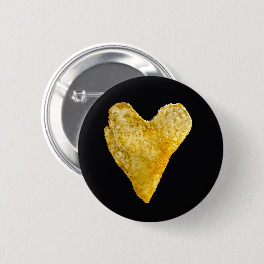 Hart Shaped Potato Chip Ronde Button 5,7 Cm (Voorkant /achterkant)
