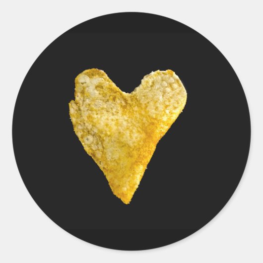 Hart Shaped Potato Chip Ronde Sticker (Voorkant)