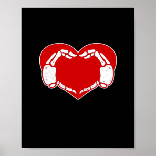 Hart Skelet Handen Gotische Valentijn Rood Classic Poster