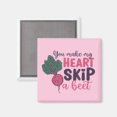 Hart Skip a Beet Funny Cute Valentijnsdag Roze Magneet (Voorkant / Achterkant)