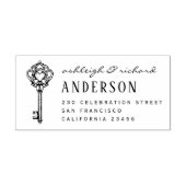 hart sleutel script namen & retour adres rubberstempel (Afrduk)