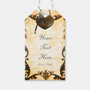 Hart Slot & Sleutel Vintage Rustieke Trouwcadeaubi Cadeaulabel