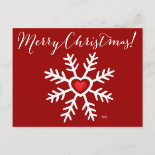 Hart Sneeuwvlok Kerstmis bes Feestdagenkaart