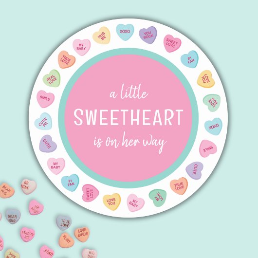 Hart snoep baby shower ronde sticker
