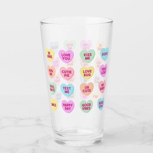 Hart Snoep Valentijnsdag Pint Glas (Voorkant)