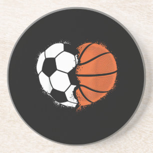 Hart Sport Voetbal Basketbal Bal Liefhebber Valent Zandsteen Onderzetter