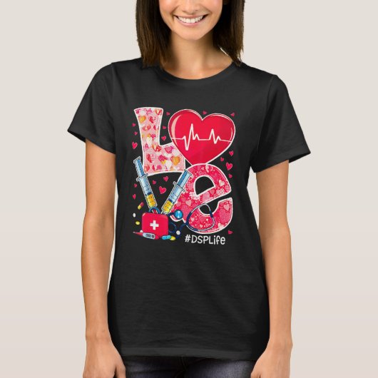 Hart Stethoscoop Leuke Liefde Verpleegkunde Valent T-shirt (Voorkant)