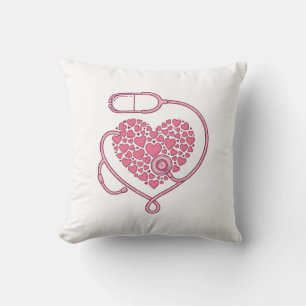 Hart Stethoscoop Medische Liefde Vector T-shirt On Kussen
