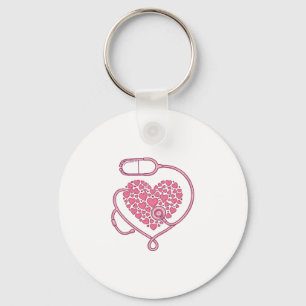 Hart Stethoscoop Medische Liefde Vector T-shirt On Sleutelhanger
