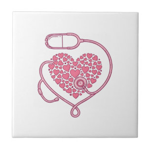 Hart Stethoscoop Medische Liefde Vector T-shirt On Tegeltje