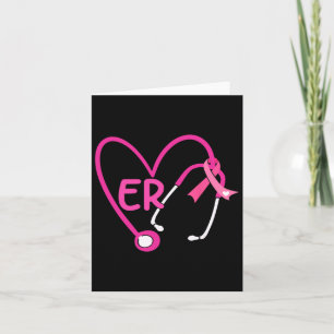 Hart stethoscoop roze lint Borstkanker Er Nur Kaart