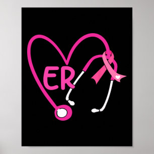 Hart stethoscoop roze lint Borstkanker Er Nur Poster