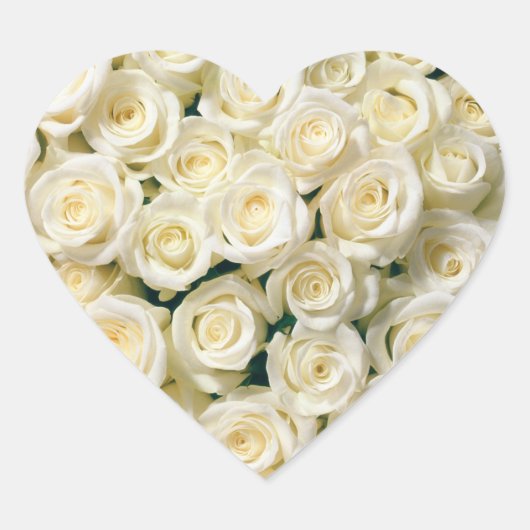 Hart Sticker-witte rozen Sticker (Voorkant)