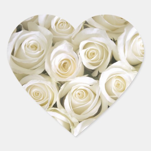 Hart Sticker-witte rozen Sticker (Voorkant)