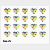 Hart Stickers Sinaasappel en Groene Rosas (Vel)