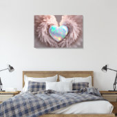 *~* Hart Stoffig Roos Angel Wings AP78 Opal Canvas Afdruk (Insitu (Slaapkamer))