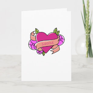 Hart Tattoo MOM Love Roze Verjaardag Moederdag Kaart