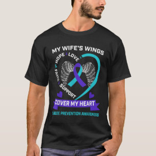 Hart Teal Paars Mijn Vrouw Missen Suïcidebewustzij T-shirt