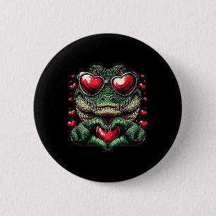 Hart Teken Hand Krokodil Heren Dames Krokodil Wa Ronde Button 5,7 Cm