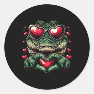 Hart Teken Hand Krokodil Heren Dames Krokodil Wa Ronde Sticker