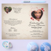 Hart thema beige grunge begrafenisprogramma flyer (Enkel)