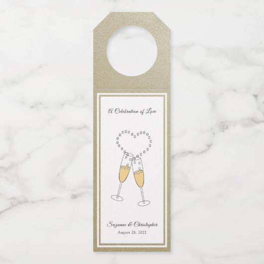 Hart Toast Gouden Fles Hanger Tag (Voorkant)