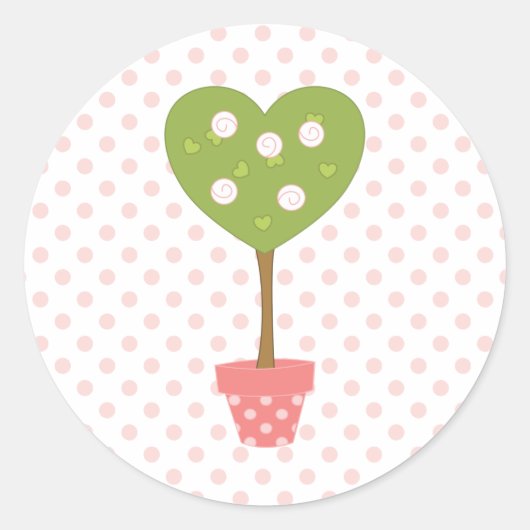 Hart Topiary met Witte rozen Ronde Sticker (Voorkant)