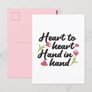 Hart tot Hart, Hand in Hand - Romantische Quote Briefkaart