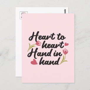 Hart tot Hart, Hand tot Hand - Romantisch Quote Briefkaart