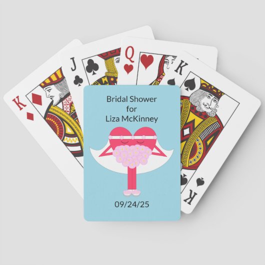 Hart trouwen Vrijgezellenfeest speelkaarten (Achterkant)