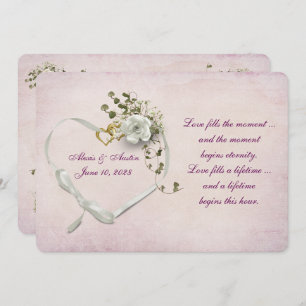 Hart trouwringen en lint kaart