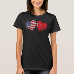 Hart Turks-Amerikaanse vlag Patriottische Familie T-shirt