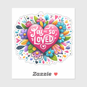 Hart tussen bloemen inspireert liefde sticker