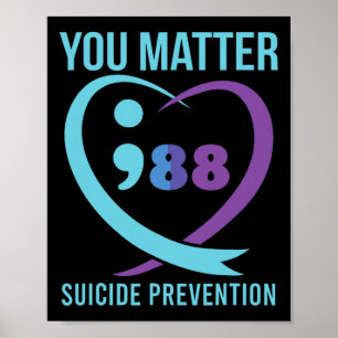 Hart U Probleem 988 Zelfmoordpreventie Bewustzijn Poster