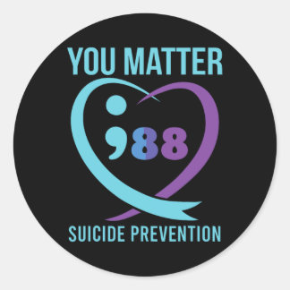 Hart U Probleem 988 Zelfmoordpreventie Bewustzijn Ronde Sticker