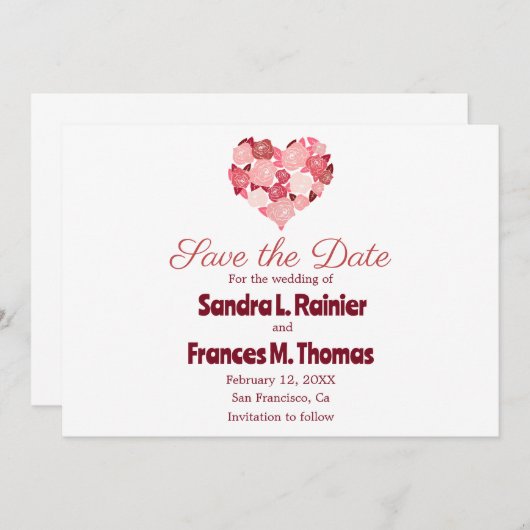 Hart Valentijn Rode Roos Bewaar de Datum Kaarten (Voorkant / Achterkant)