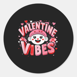 Hart Valentijn Vibes Groovy Geruite Mannen Vrouwen Ronde Sticker