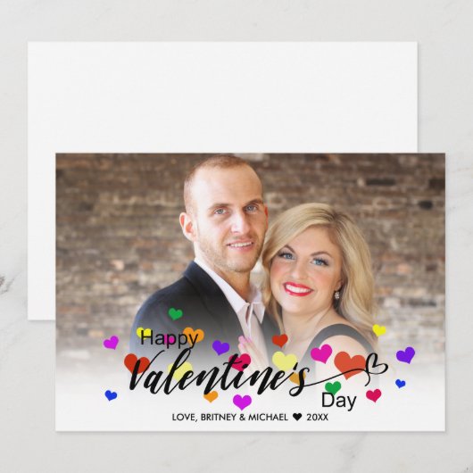 Hart Valentijnsdag Typografie Foto kleurrijk (Voorkant / Achterkant)