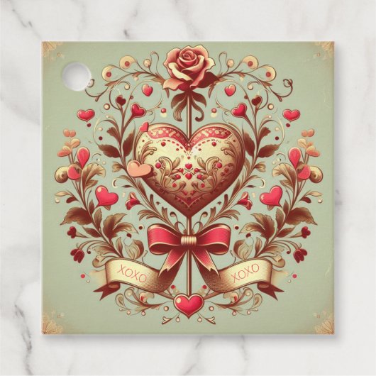 hart Valentijnsdag xoxo Bedankjes Labels (Voorkant)