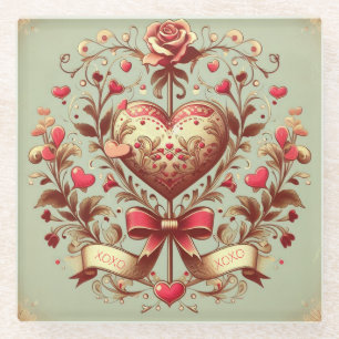  hart Valentijnsdag xoxo Glazen Onderzetter