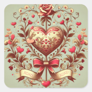 hart Valentijnsdag xoxo Vierkante Sticker