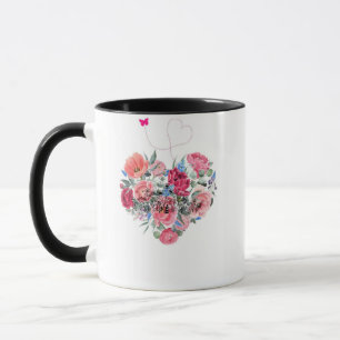 Hart van bloemen - watercolor boeket mok
