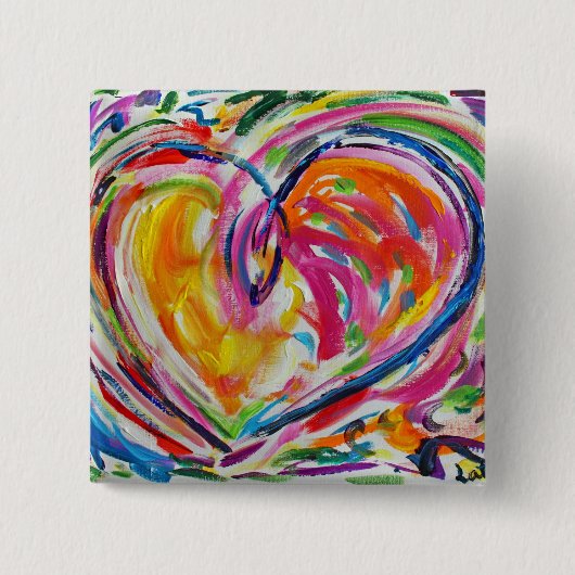 Hart van Buttonnen of spellen Vierkante Button 5,1 Cm (Voorkant)