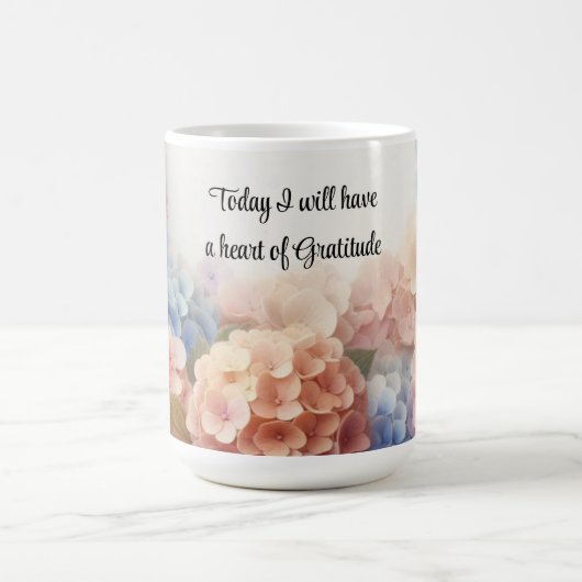 Hart van dankbaarheid Hydrangeas Coffee Mok (Center)
