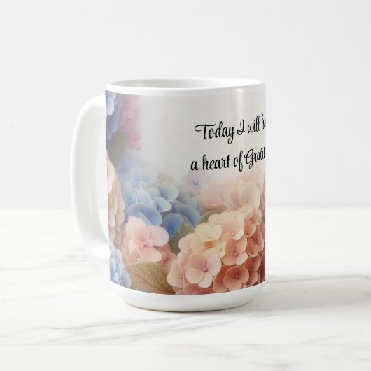 Hart van dankbaarheid Hydrangeas Coffee Mok (Voorkant links)